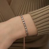 Silver Rose Oval Cut Diamond Mount Elevator Bracelet